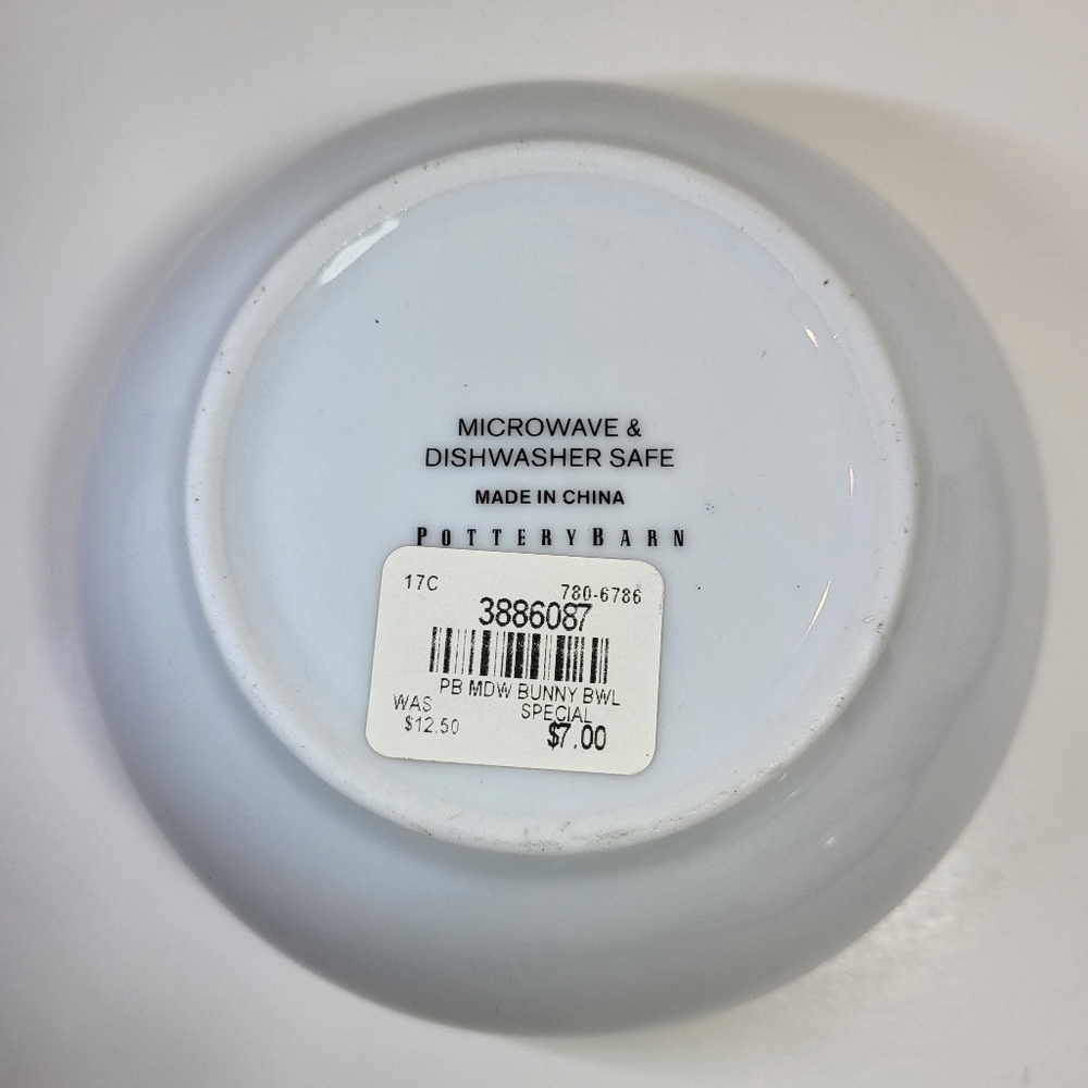 Pottery Barn Meadow Bunny BOWL Easter Rabbit Upright Cereal Soup 5.625" NWT - Picture 2 of 8